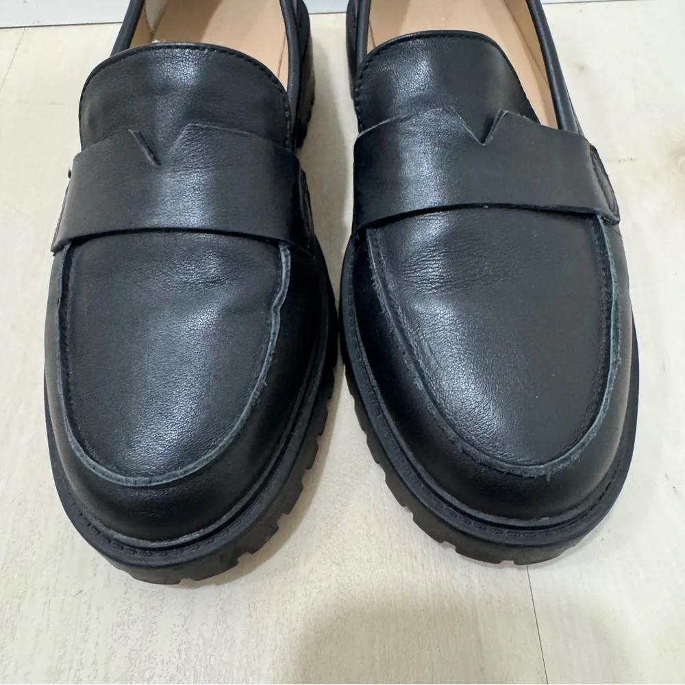 Banana Republic Black Leather Lug Sole Penny Loafers - Picture 3 of 12